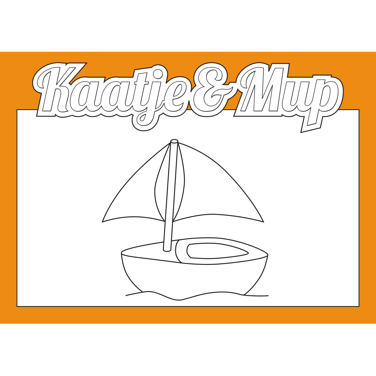 Coloring page card - Orange - 13x18cm - Sailing boat